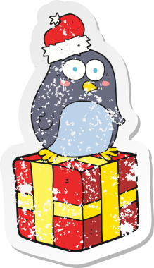 Bir insan tarafından çizilmiş bir penguen çizgi filminin gerilimli yapıştırması.