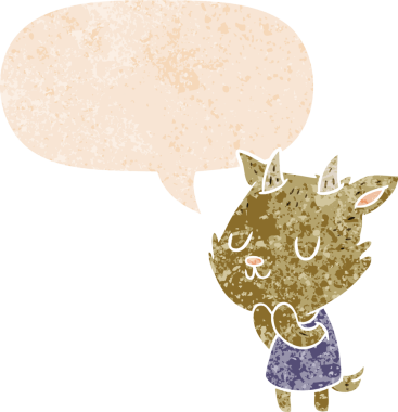 bir insan tarafından çizilmiş grunge dertli retro stili konuşma baloncuğu ile çizgi film keçisi