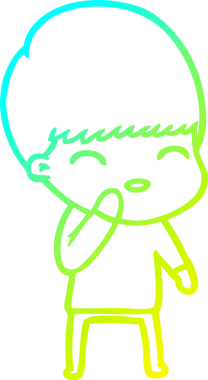 Bir insan tarafından çizilmiş mutlu çizgi film çocuğu çizimi.