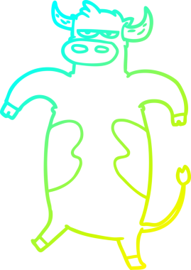 Bir insan tarafından çizilmiş bir çizgi film boğasının soğuk eğik çizgisi.