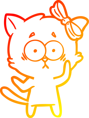 Bir insan tarafından çizilmiş çizgi film kedisinin sıcak çizgi çizimi