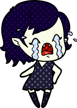 Bir insan tarafından çizilmiş ağlayan vampir kız çizgi filmi.