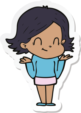 Bir insan tarafından çizilmiş, karikatür dostu bir kızın çıkartması.