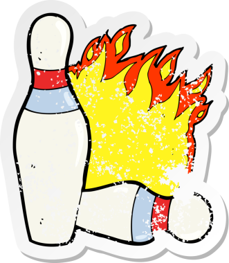 Bir insan tarafından çizilmiş 10 toplu bovling tabelasının gerilimli yapıştırması.