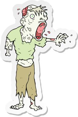 Bir insan tarafından çizilmiş zombi çizgi filminin çıkartması.