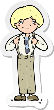 Bir insan tarafından çizilmiş diş teli takan bir karikatürcünün çıkartması.