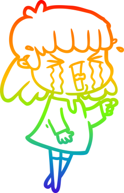 Gökkuşağı gradyan çizgi çizimi Bir insan tarafından çizilmiş gözyaşları içinde bir çizgi kadın