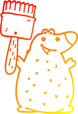 Bir insan tarafından çizilmiş fırçalı çizgi film ayısının sıcak çizgi çizimi