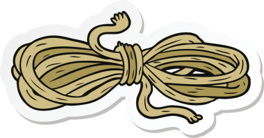 Bir insan tarafından çizilmiş karikatür halatının etiketi.