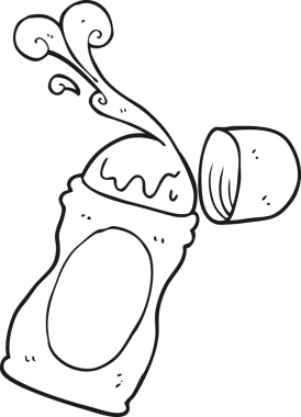 Bir insan tarafından deodorant üzerine çizilmiş siyah beyaz deodorant rulosu