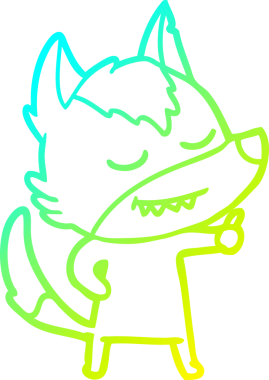 Bir insan tarafından çizilmiş dost canlısı bir kurt çizgi çizimi.