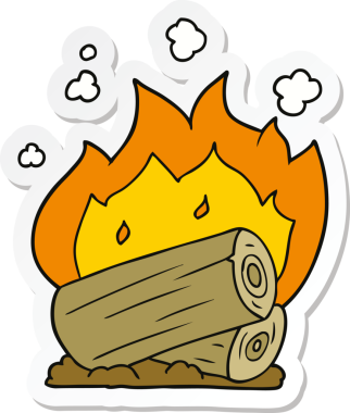 Bir insan tarafından çizilmiş bir kamp ateşinin çıkartması.