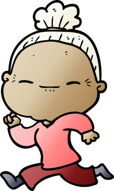 Bir insan tarafından çizilmiş barışçıl yaşlı bir kadın.