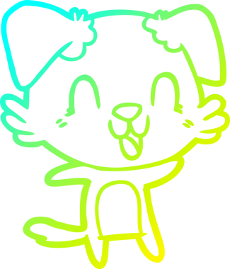 Bir insan tarafından çizilmiş gülen çizgi film köpeğinin soğuk çizgisi.