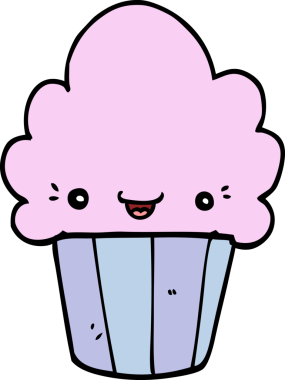 Bir insan tarafından çizilmiş bir çizgi film keki.