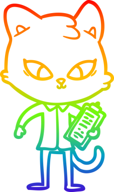 Gökkuşağı gradyan çizgisi bir insan tarafından çizilmiş şirin bir çizgi kedi çizimi