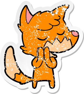 Bir insan tarafından çizilmiş dost canlısı bir tilkinin sıkıntılı çıkartması.