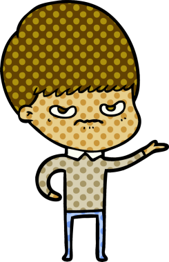 Bir insan tarafından çizilmiş kızgın bir çocuk.