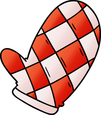 Bir insan tarafından çizilmiş fırın eldiveninin gradyan karikatürü.