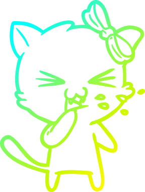 Bir insan tarafından çizilen çizgi film kedisinin soğuk gradyan çizgisi.