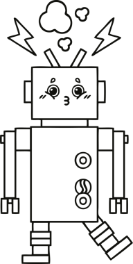 Bir insan tarafından çizilmiş robot arızasının çizgi çizimi