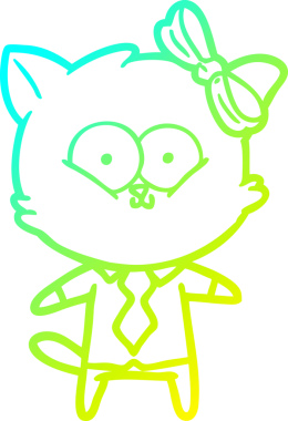 Bir insan tarafından çizilen çizgi film kedisinin soğuk gradyan çizgisi.