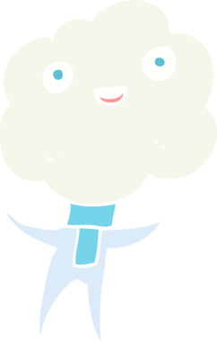 Bir insan tarafından çizilmiş sevimli bulut kafalı yaratık.