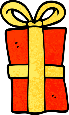 Bir insan tarafından çizilmiş grunge desenli karikatür Noel hediyesi.