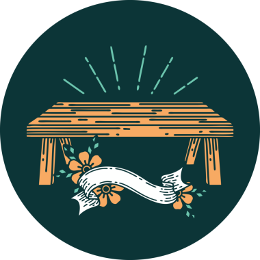 Bir insan tarafından çizilmiş dövme stili ahşap masa simgesi