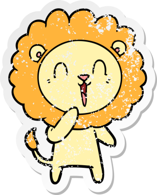 Bir insan tarafından çizilmiş gülen aslan çıkartması.