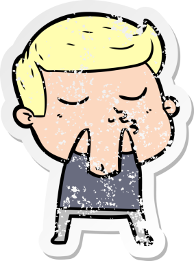 Bir insan tarafından çizilmiş karikatür mankeni adamın sıkıntılı çıkartması.