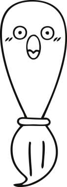 Bir insan tarafından çizilmiş boya fırçasının çizgi çizimi