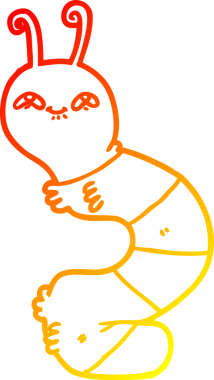 Bir insan tarafından çizilmiş mutlu bir tırtılın sıcak çizgi çizimi