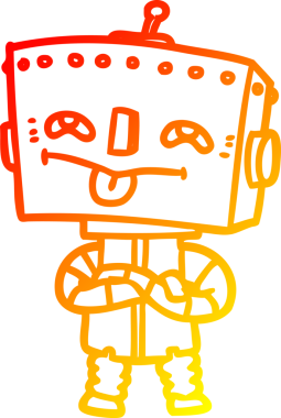 Bir insan tarafından çizilen çizgi film robotunun sıcak çizgi çizimi