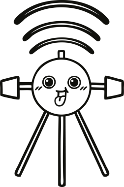 Bir insan tarafından çizilmiş bir uydu karikatürü.