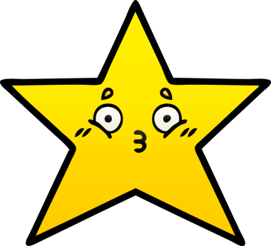 Bir insan tarafından çizilmiş altın yıldızın gölgeli karikatürü