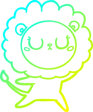 Bir insan tarafından çizilen çizgi film aslanının soğuk çizgi çizimi.