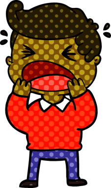 Bir insan tarafından çizilmiş bağıran adam çizgi filmi.