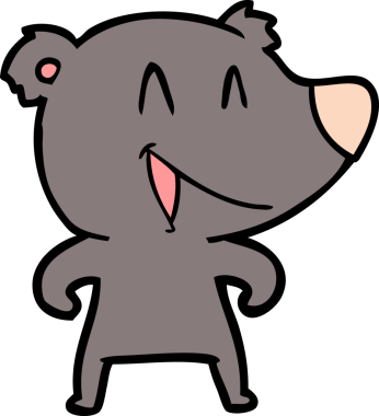 Bir insan tarafından çizilmiş gülen ayı çizgi filmi.