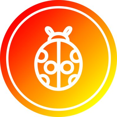 Sevimli uğur böceği dairesel simgesi, sıcak gradyan bir insan tarafından çizilmiş.