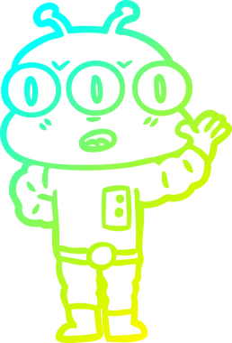 Bir insan tarafından çizilmiş üç gözlü bir karikatür çizimi.