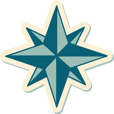 Bir insan tarafından çizilmiş geleneksel bir yıldız stiliyle dövme çıkartması.