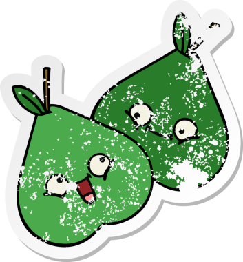 Bir insan tarafından çizilmiş şirin bir armutun sıkıntılı çıkartması.