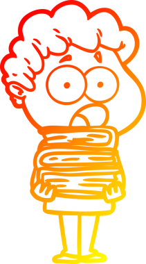 Bir insan tarafından şaşırtılarak çizilen çizgi film karakterinin sıcak çizgi çizimi.