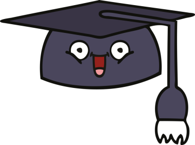 Mezuniyet şapkası bir insan tarafından çizilmiş şirin bir çizgi film.