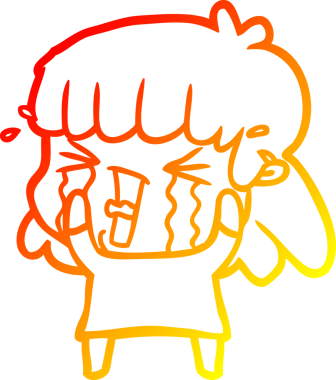 Bir insan tarafından çizilmiş göz yaşları içindeki çizgi film kadını çizimi.