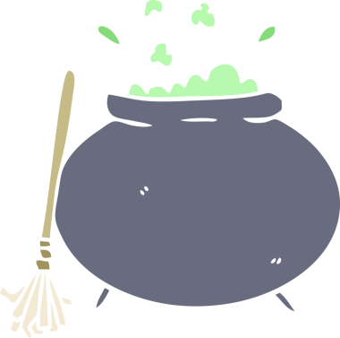 Bir insan tarafından çizilmiş düz renkli çizgi film kazanı