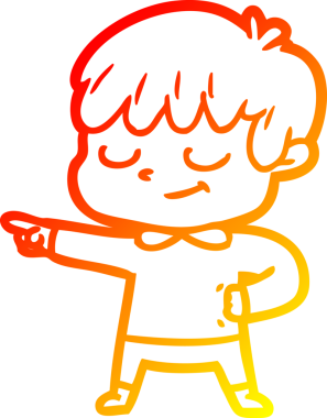 Bir insan tarafından çizilen mutlu bir çocuğun sıcak çizgi çizimi.