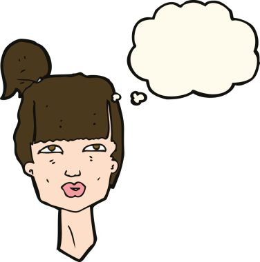 Bir insan tarafından çizilmiş düşünce baloncuklu kadın kafası.