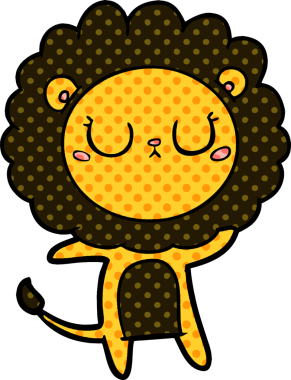 Bir insan tarafından çizilmiş çizgi film aslanı.